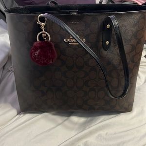 Coach brown & black large tote